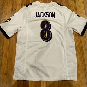 Ravens Nike Jersey - Lamar Jackson, White, Men’s L